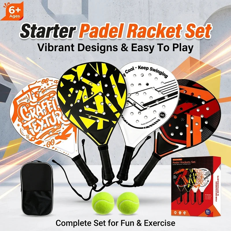 Padel Racket with Carbon Fiber Surface & EVA Memory Foam Core