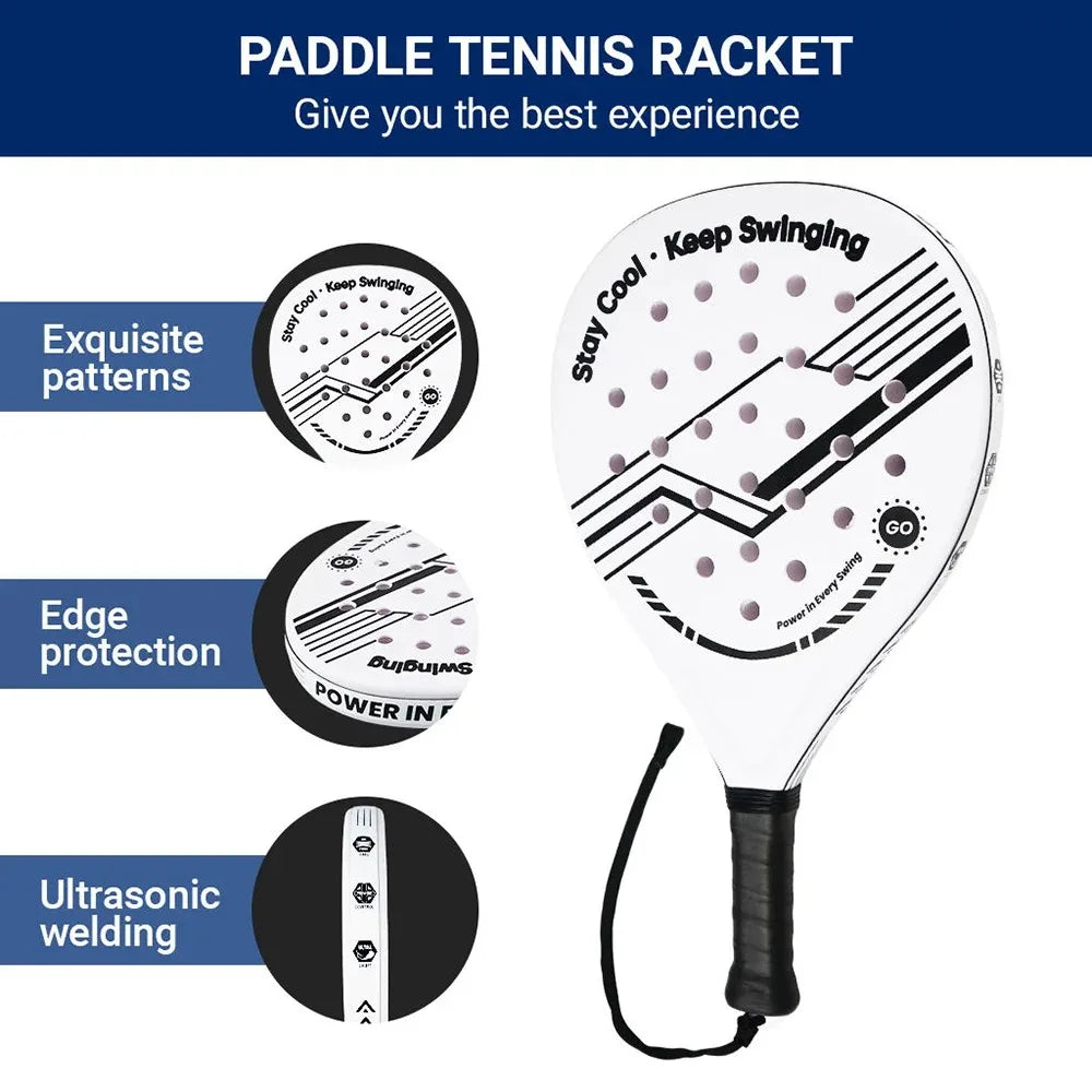 Padel Racket with Carbon Fiber Surface & EVA Memory Foam Core